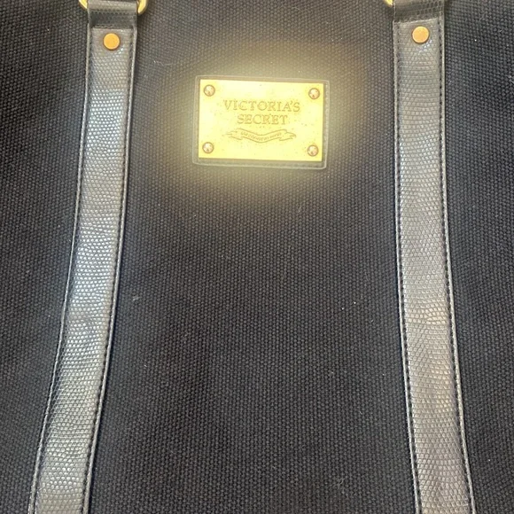 Victoria Secret Black Canvas Over Night Bag - Picture 8 of 9